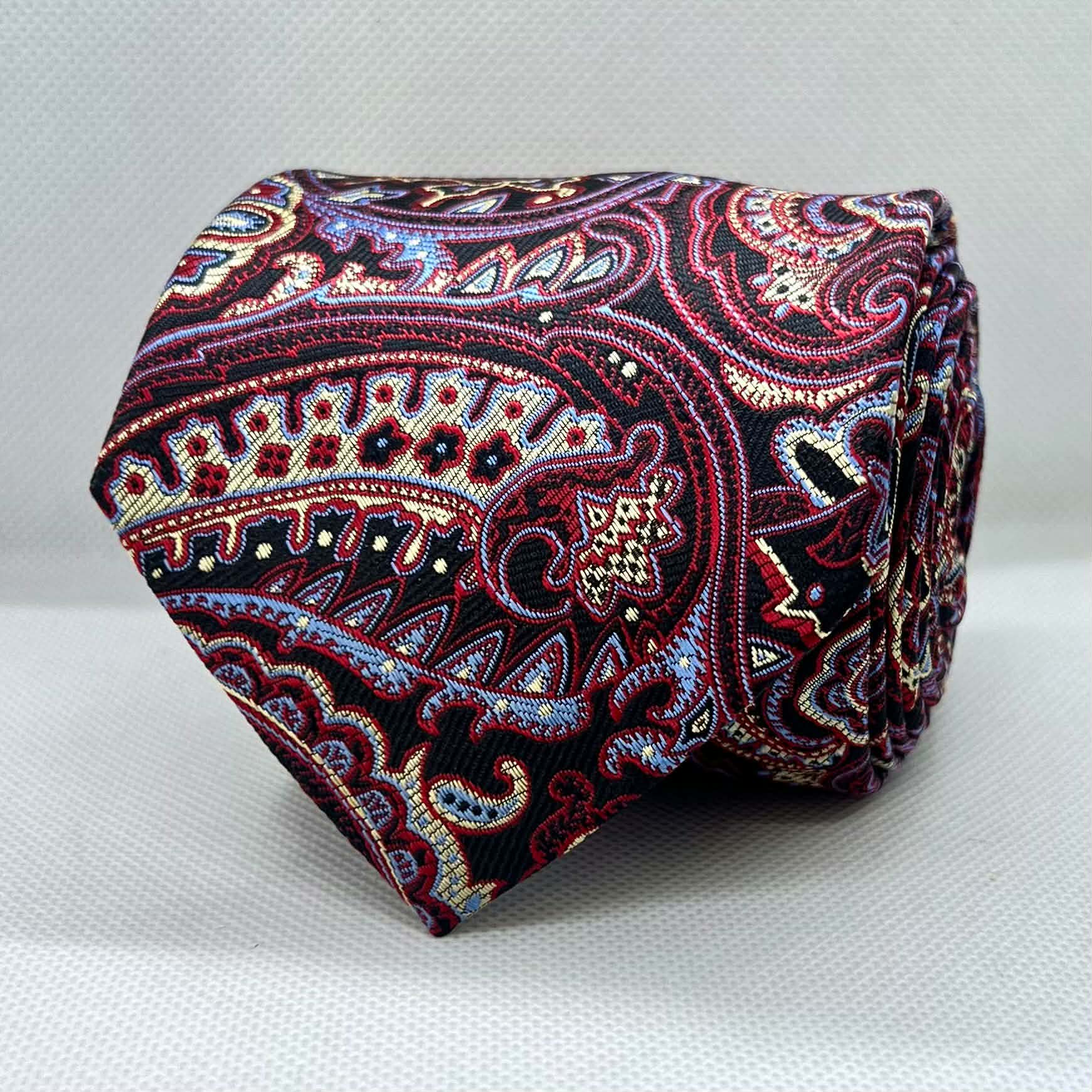Black Multicolor Paisley Polyester Tie