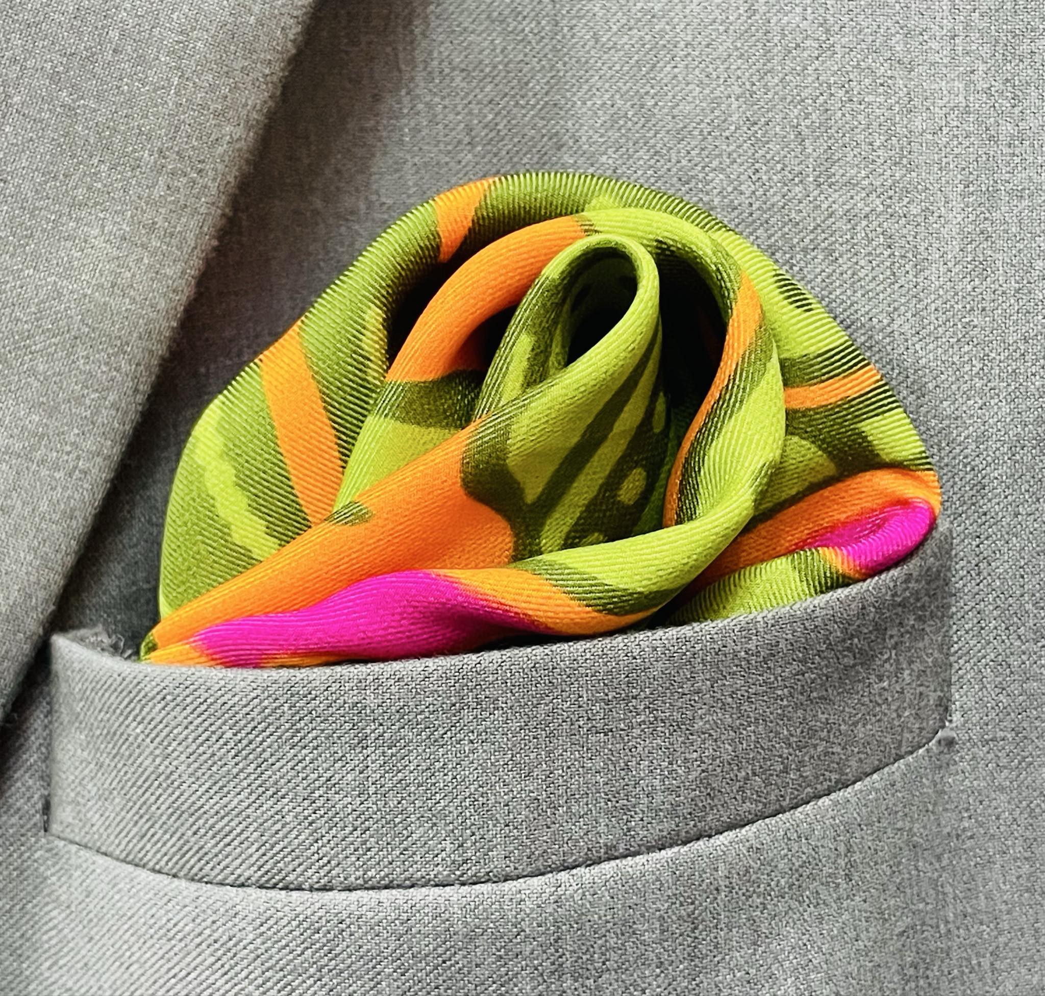 13 by 13 inches Tropical Ember vibrant Pocket Square