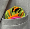 13 by 13 inches Tropical Ember vibrant Pocket Square