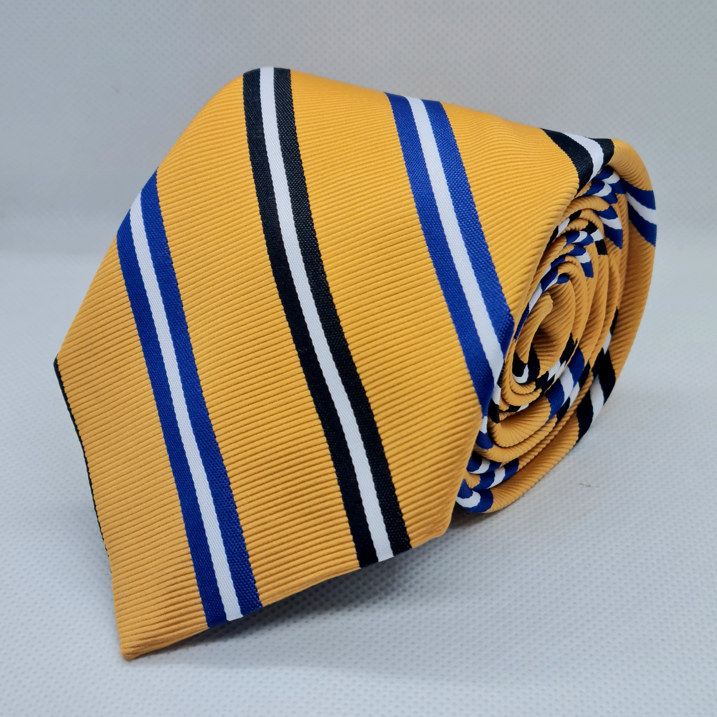 100% Polyester Mustard Derby Stripes Tie