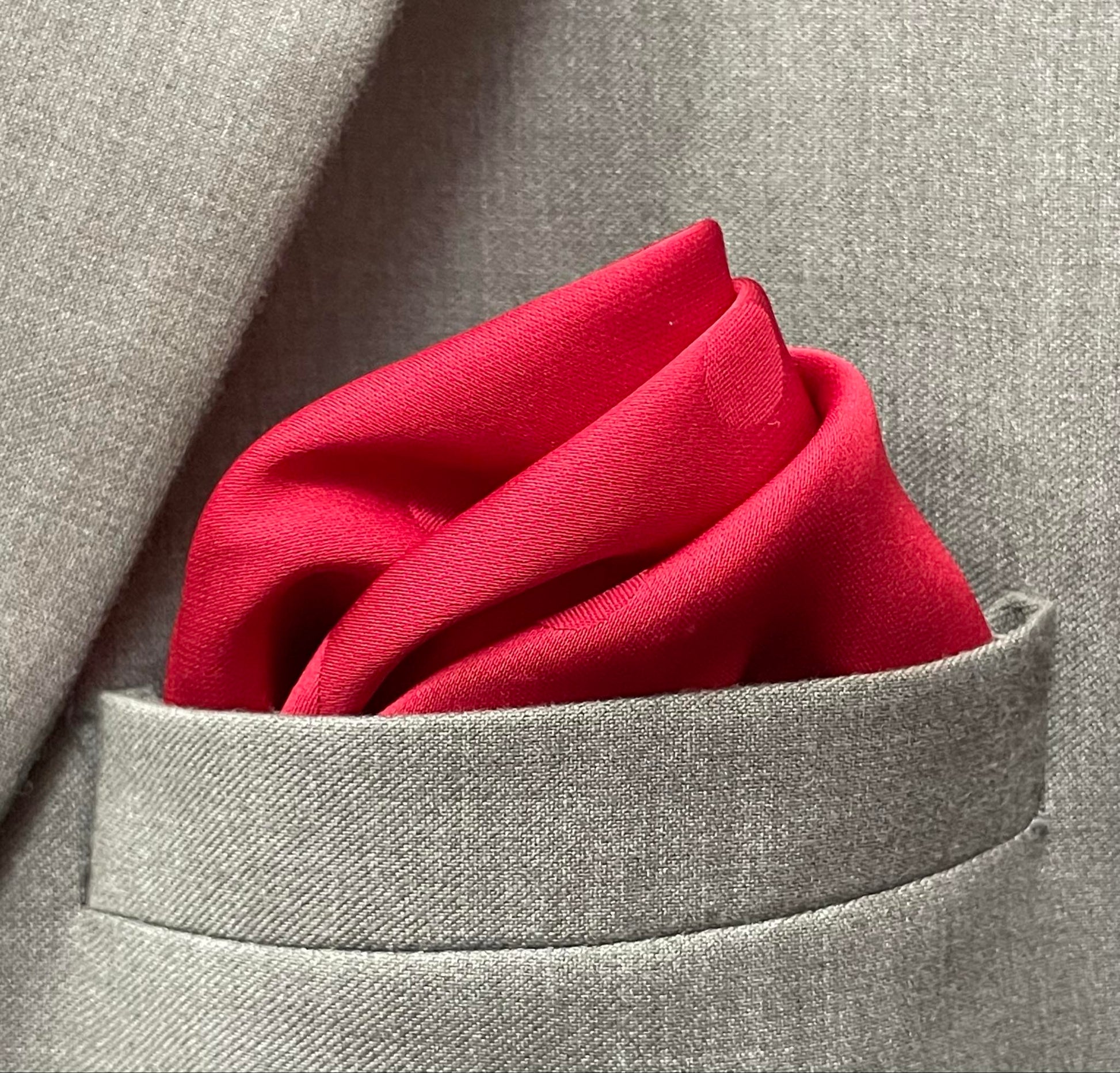 13 by 13 inches Bright Red self design Classic Pocket Square
