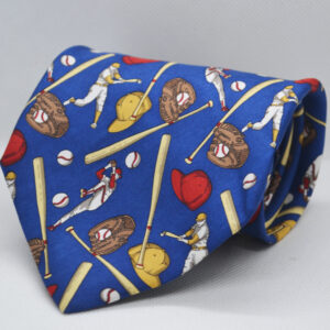 100% Silk Blue Printed Broad Tie
